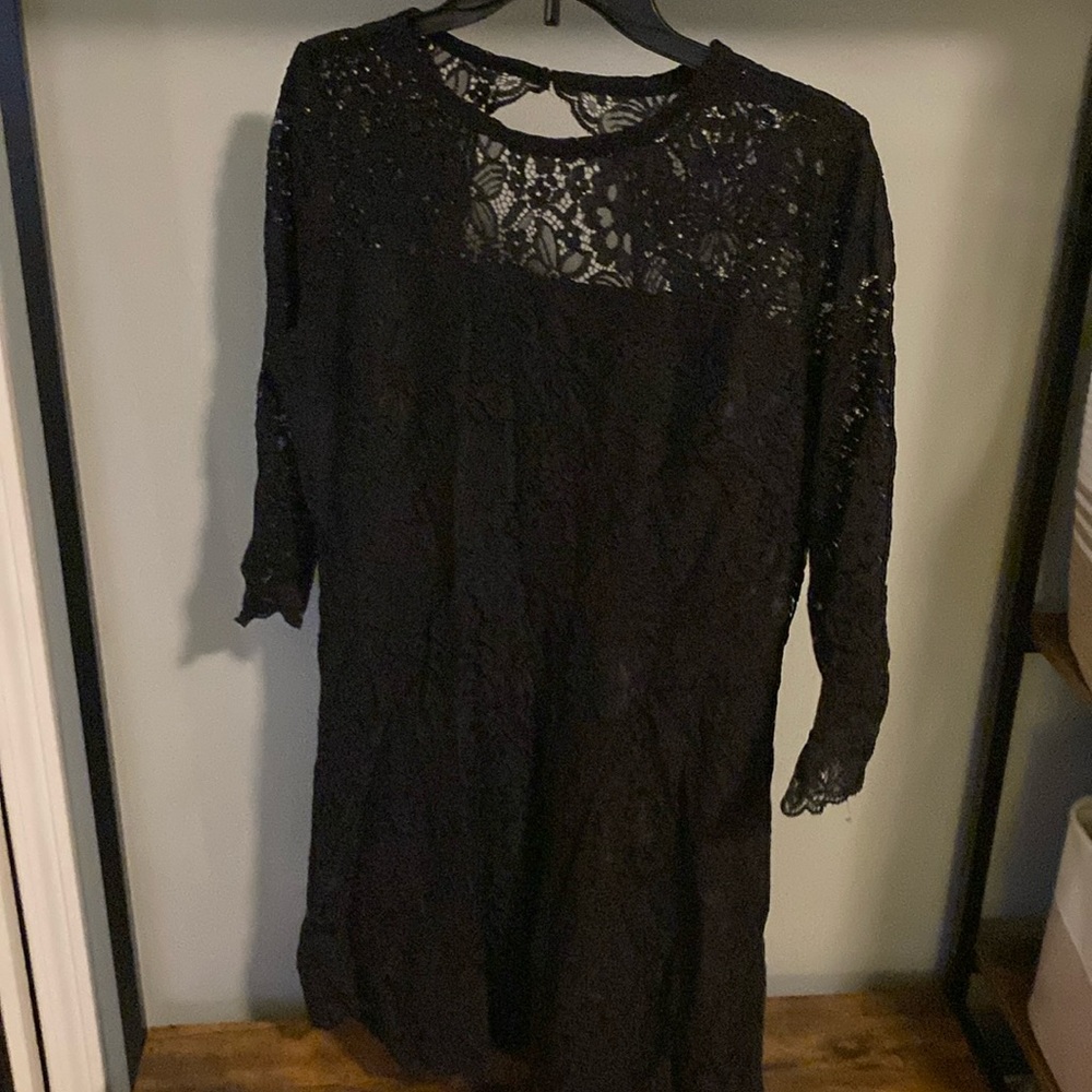 LOFT black lace long sleeve dress size 12